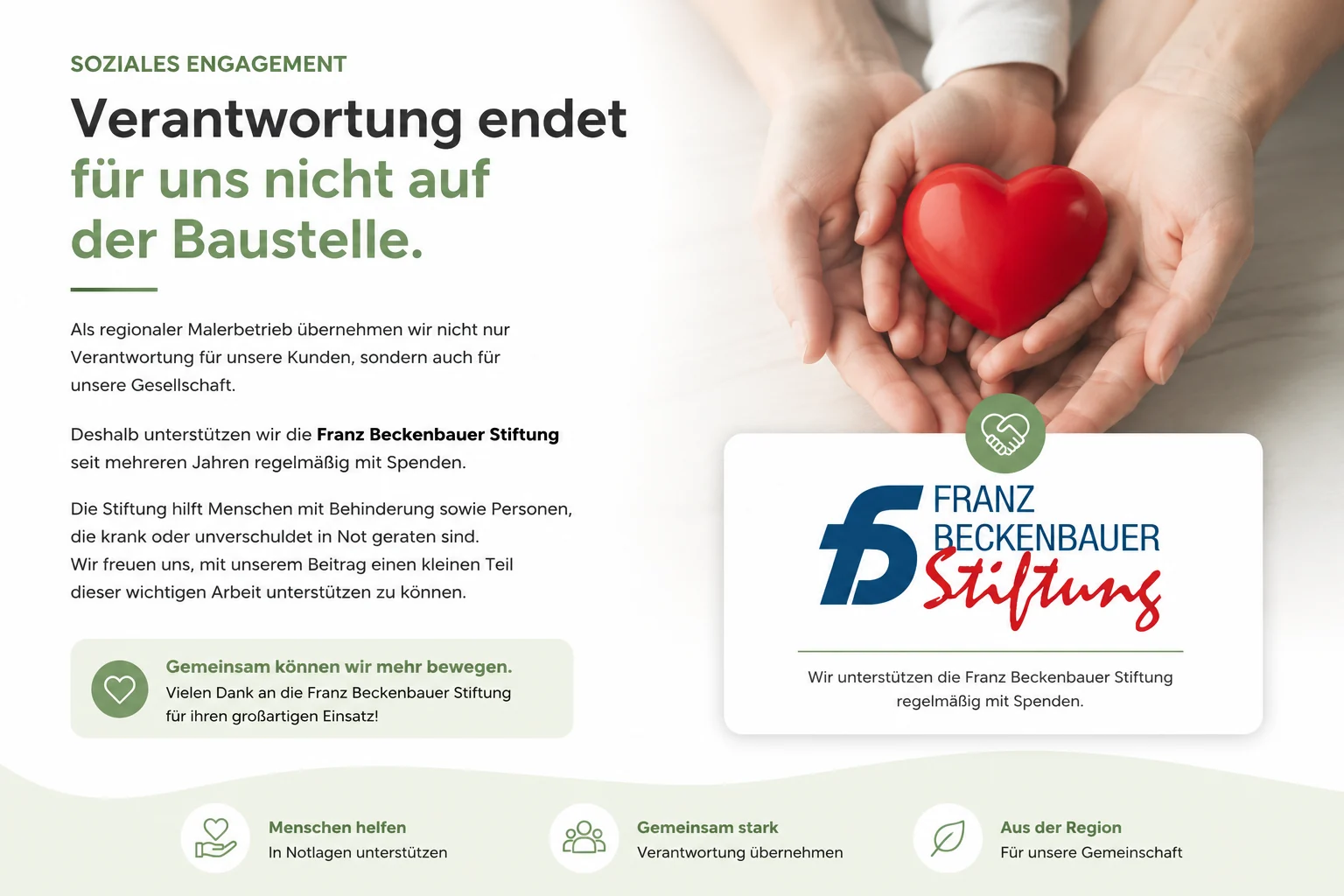 Soziales Engagement von MyMalerbetrieb für die Franz Beckenbauer Stiftung